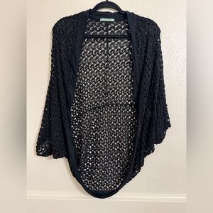 Pleione Black Crochet Women's Poncho